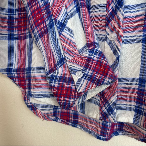 Rails Soft Plaid Button-up Top Hunter White Azure Scarlet XS - Picture 7 of 12